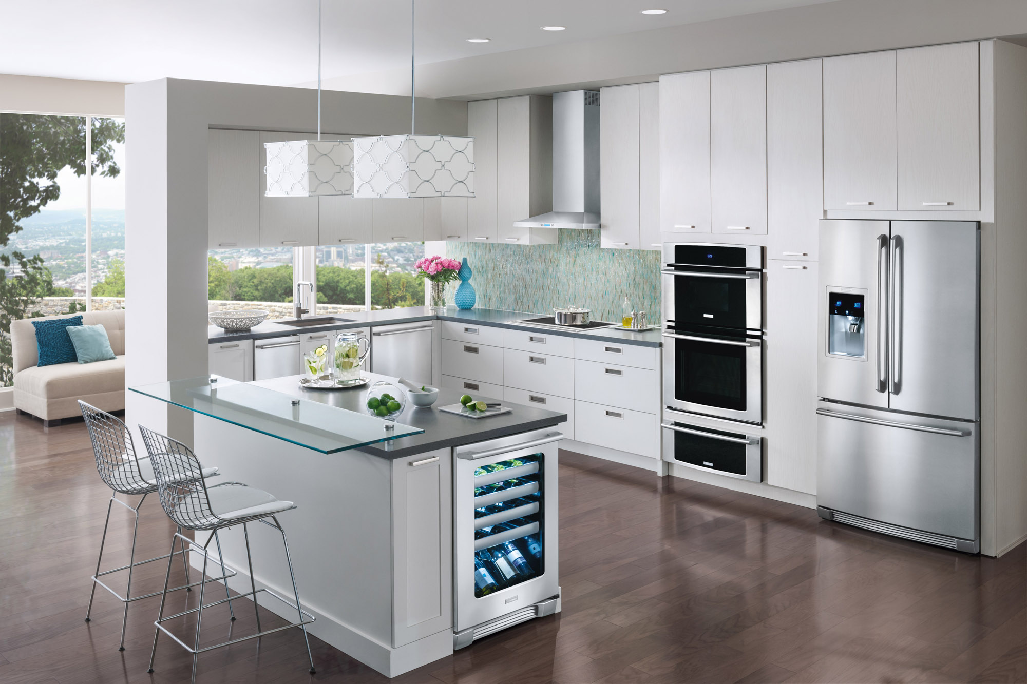 kitchen design with white appliances
