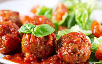 Lentil Mushroom Spinach ‘Meatball’ with Roasted Tomato Sauce