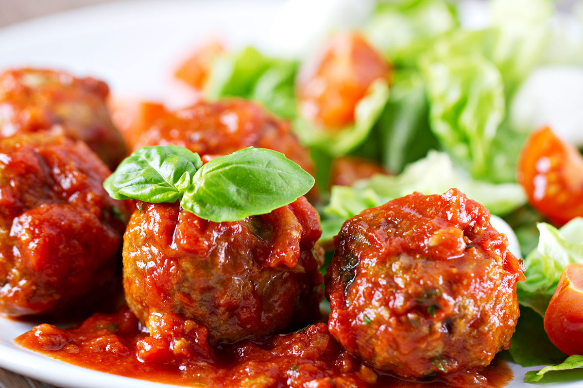 Lentil Mushroom Spinach 'Meatball' with Roasted Tomato Sauce