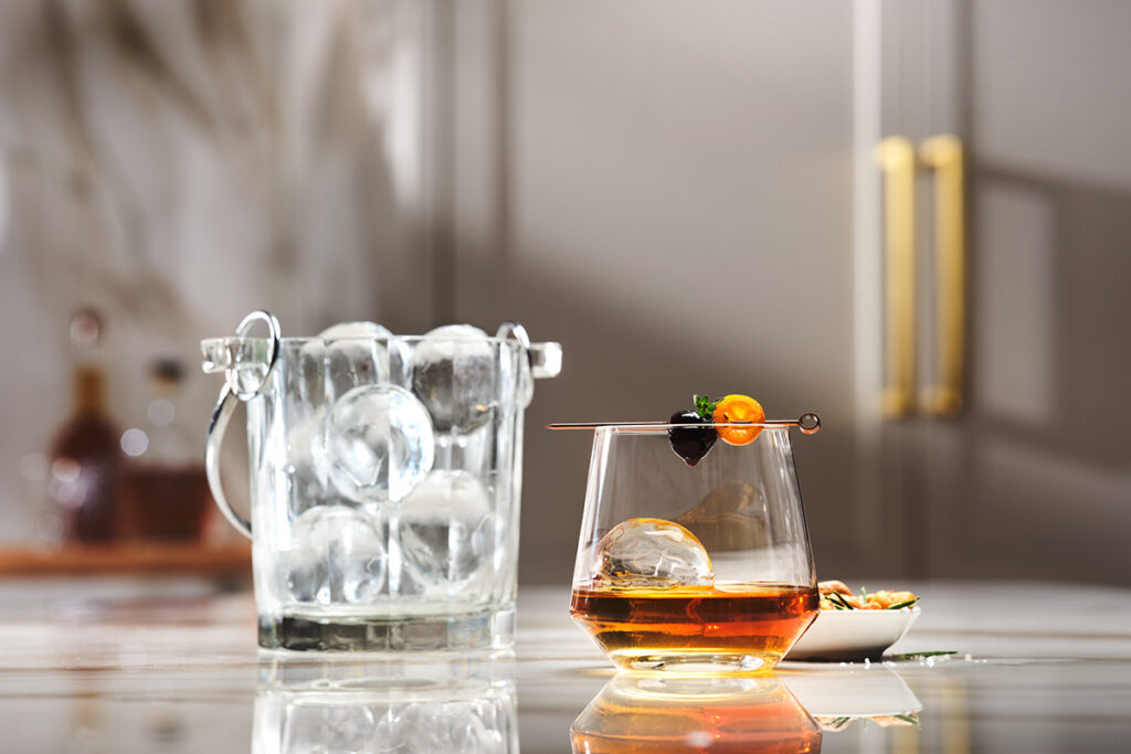 Signature Kitchen Suite craft ice in Old Fashioned cocktail