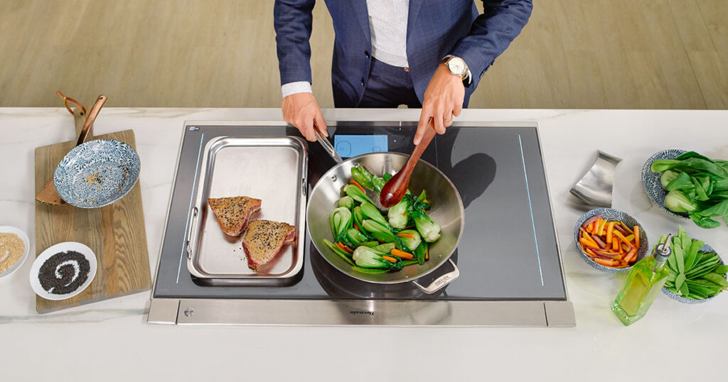 Thermador downdraft ventilation in the concealed position
